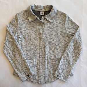 Space Dye Knit Jacket Grey White Cabi Neo Moto 5102 Size Med French Chic Edgy